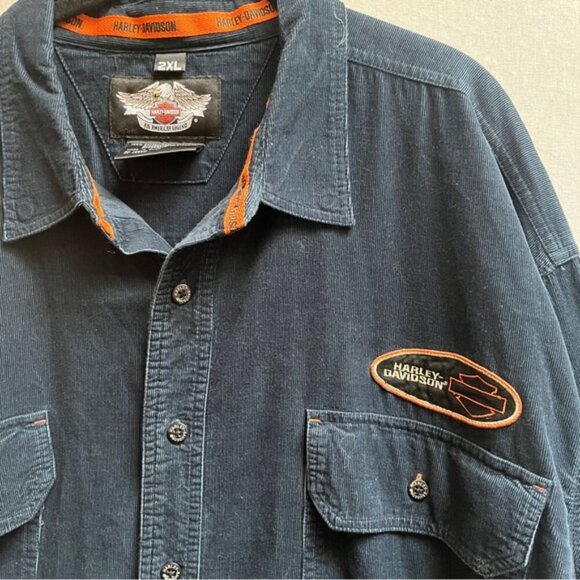 Harley Davidson corduroy button up shirt Sz 2XL - Picture 3 of 9